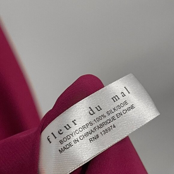 Fleur Du Mal Cowl Neck Sleeveless 100% Silk Slit Midi Dress Bordeaux Small - Picture 12 of 12